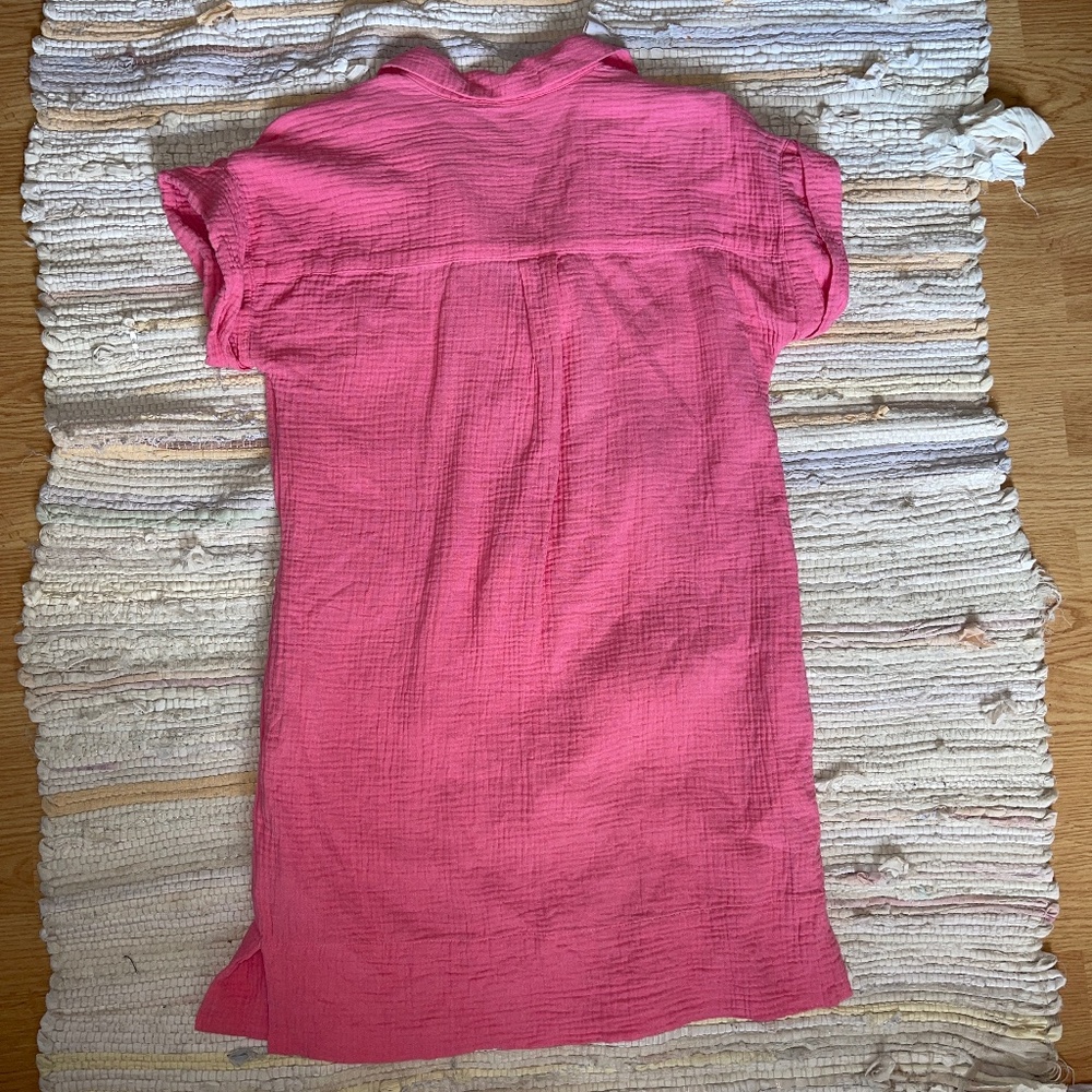 J. Crew Gauze Popover Pink Mini Short Sleeve Cotton Dress Size Small - Picture 6 of 6